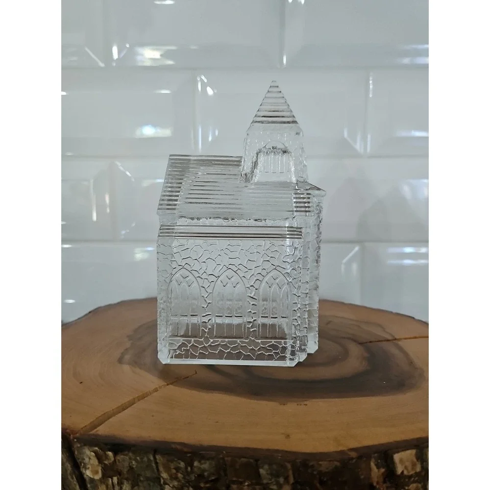 CHURCH GLASS ETCHED STAINED GLASS AVON VINTAGE 6.5
